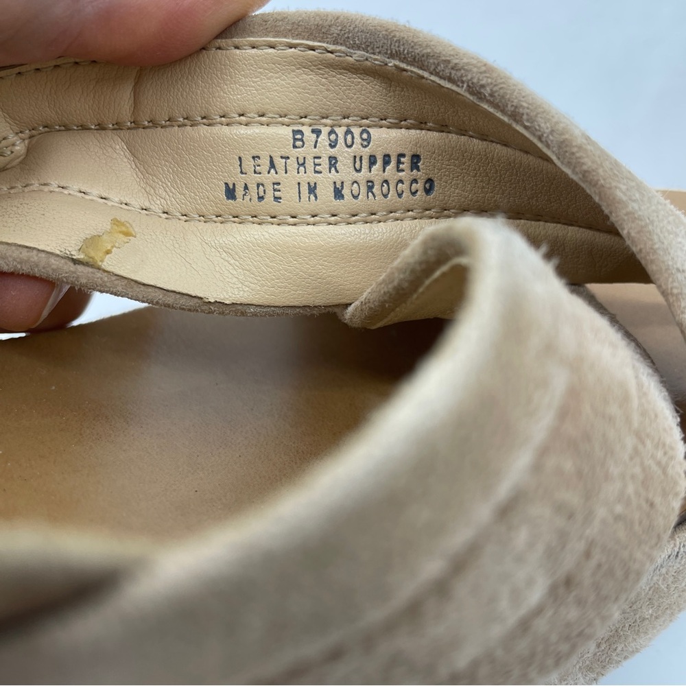 J Crew Marcie Tan Suede Criss Cross Wedge Sandals 8 shoes - Picture 6 of 8
